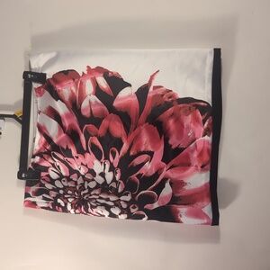 Vibrant Pink Floral  Women's Boho Satin Skirt Size 12 New With Tags